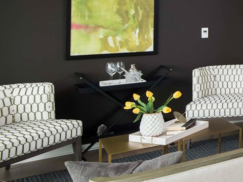 A furnished sample unit at Franklin Tower